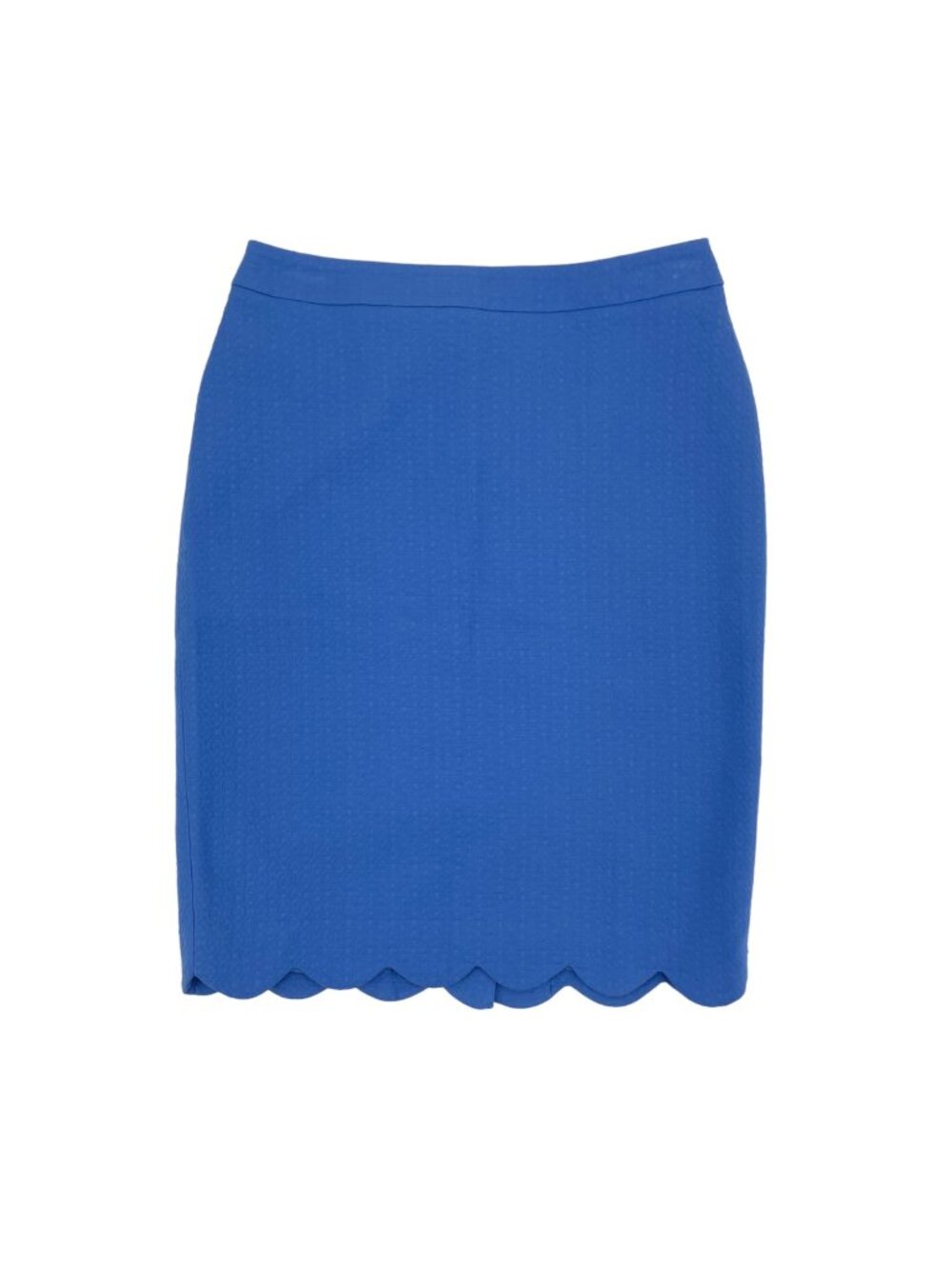 Talbots Blue Textured Lined Pencil Skirt Womens Size 4 Scalloped Hem Career